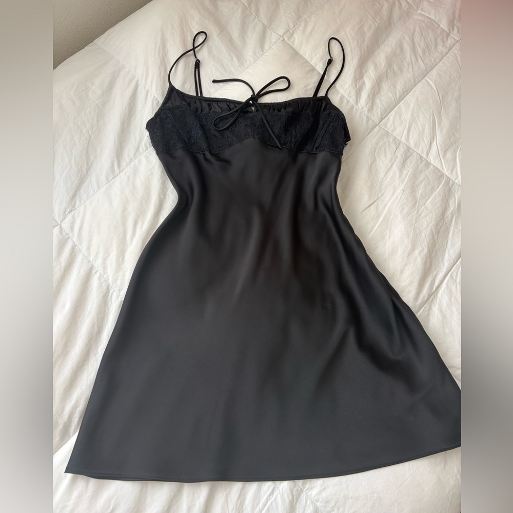 Urban Outfitters Black Lace Mini Slip Dress